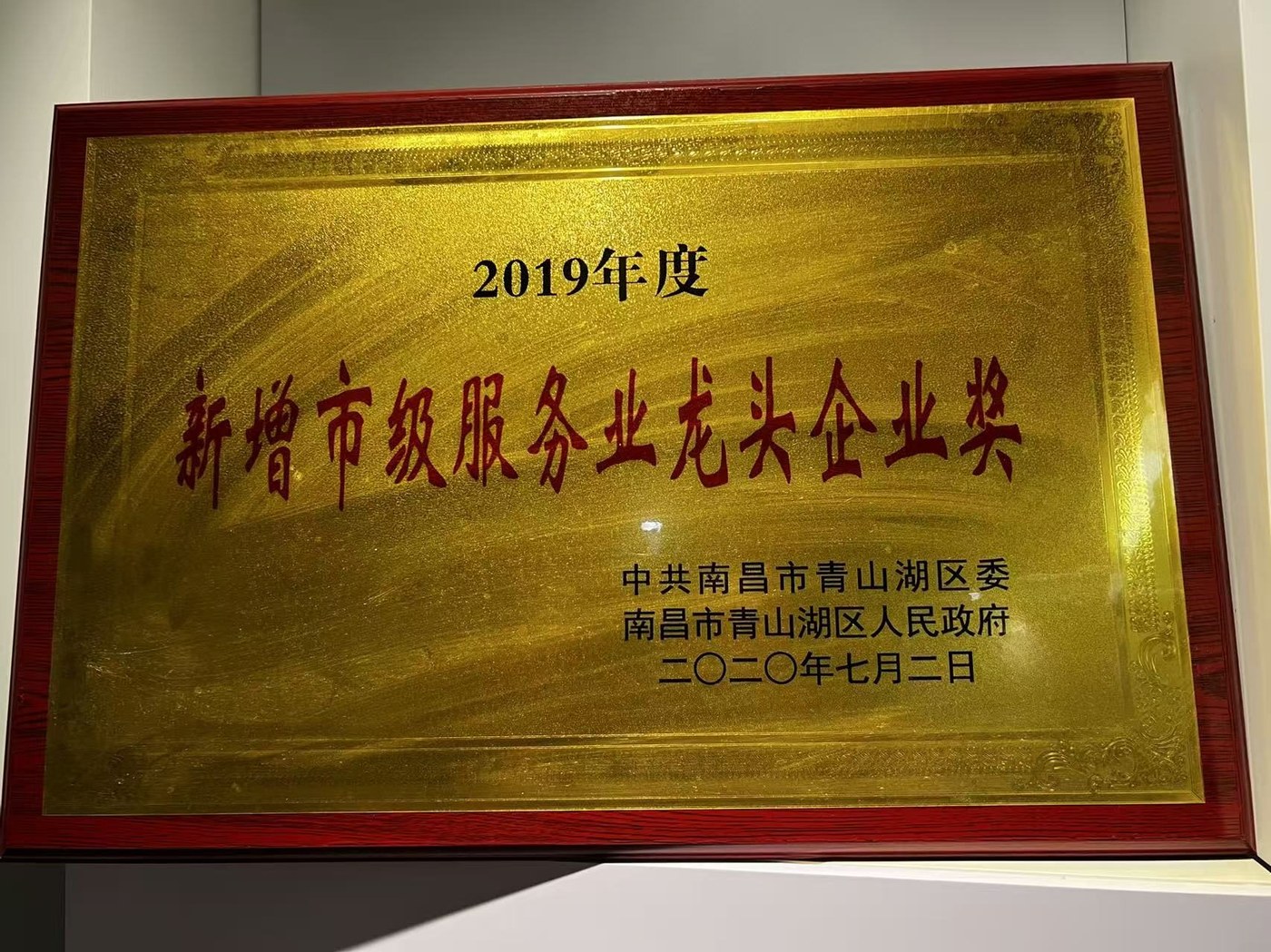 2019年度新增市级服务业龙头企业奖